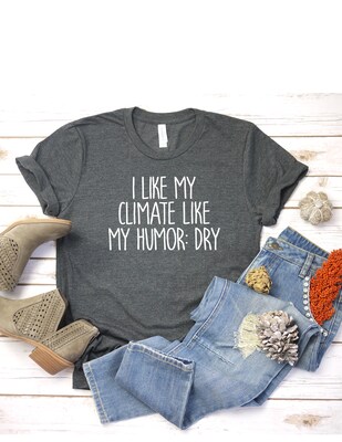 I Like My Climate Like My Humor Dry T-Shirt Sarcastic T-Shirt Graphic Tee Funny T-Shirt Dad Joke T-Shirt - image2